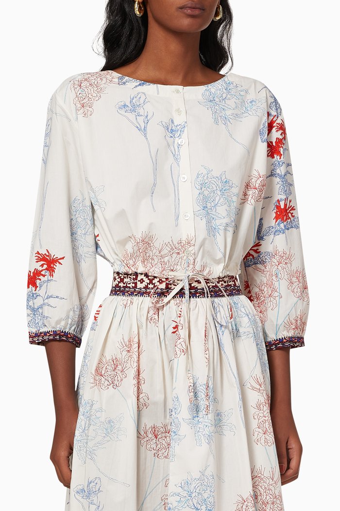 

Jinny Spring Flowers Crop Top in Cotton, White