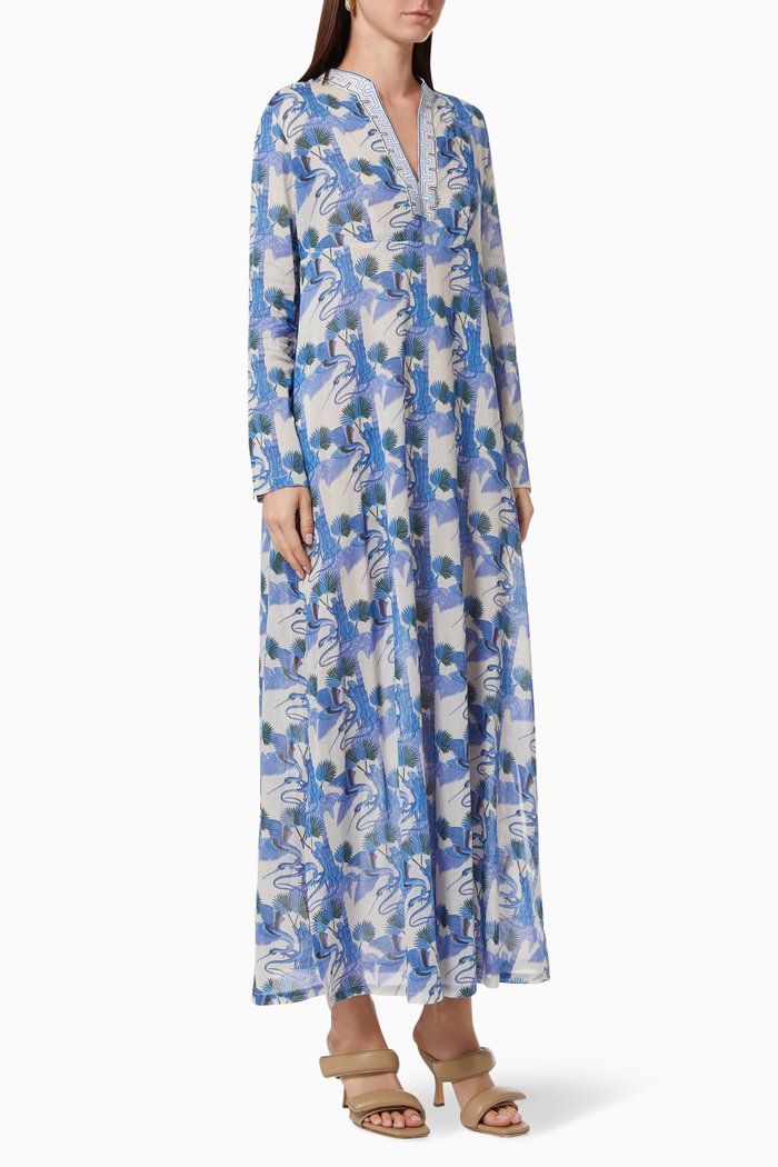 

New Cappa Love Story Kaftan in Cotton, Blue