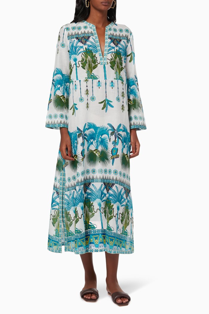 

Giada Winter Garden Dress in Cotton, Blue