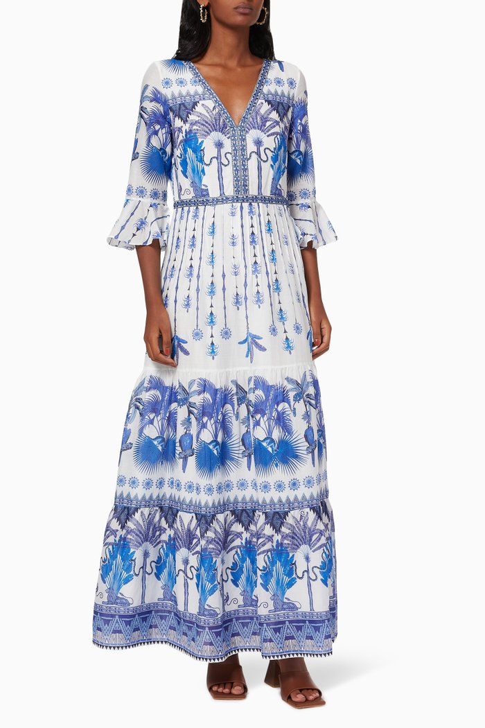 

Bella Winter Garden Dress in Cotton, Blue