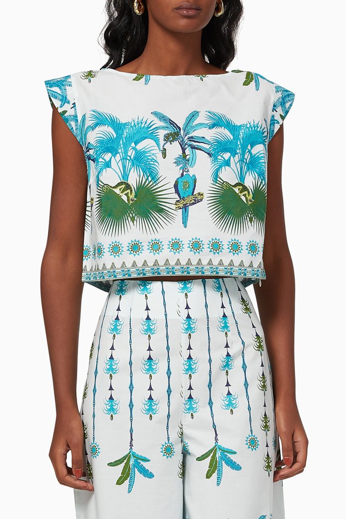 

Valentine Winter Garden Top in Cotton, Blue