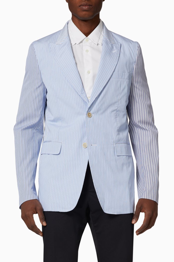 

Striped Cotton Jacket, Blue