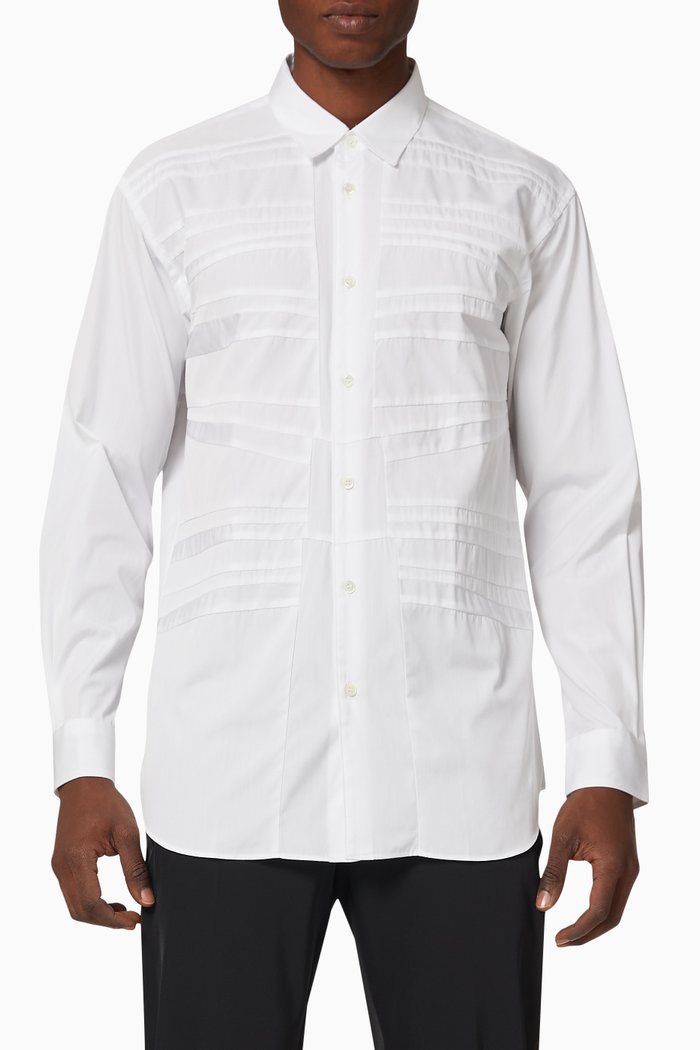 

Stitched Cotton Poplin Shirt, White