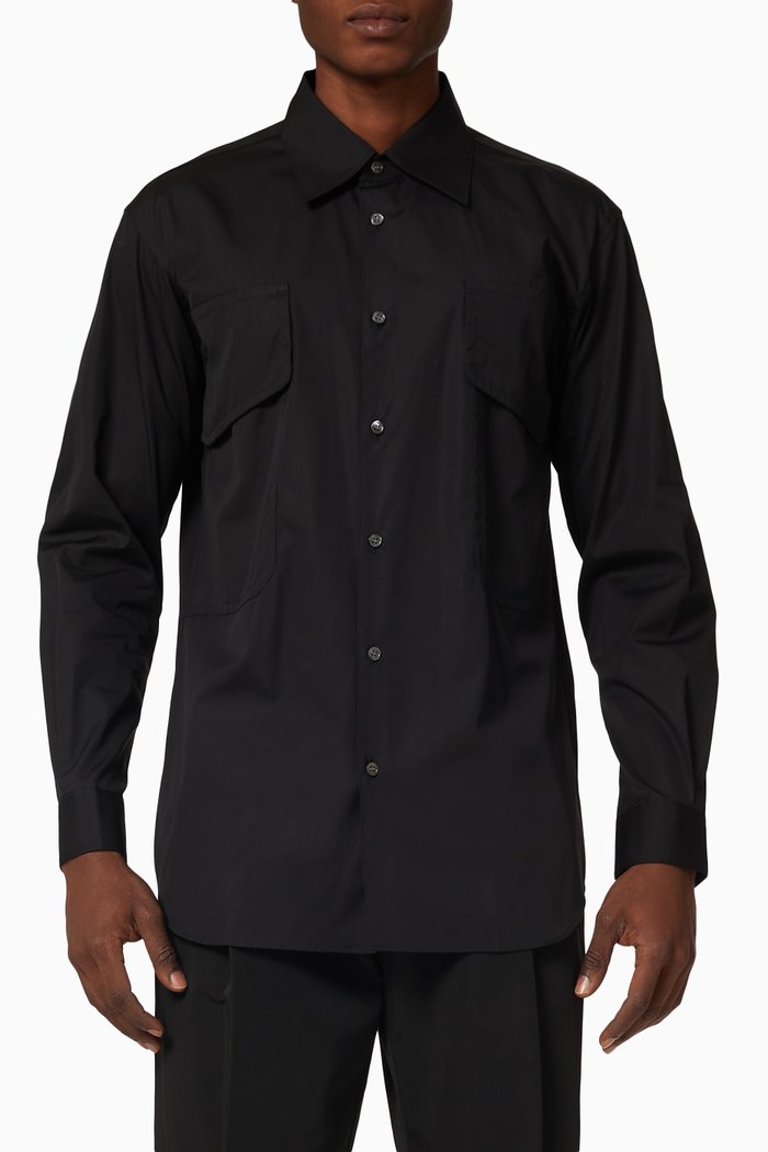 

Utility Cotton Poplin Shirt, Black