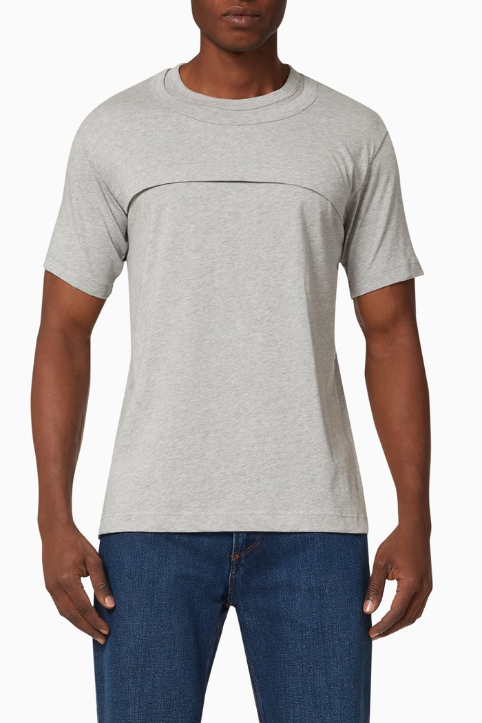 

Mock Overlay Cotton T-shirt, Grey
