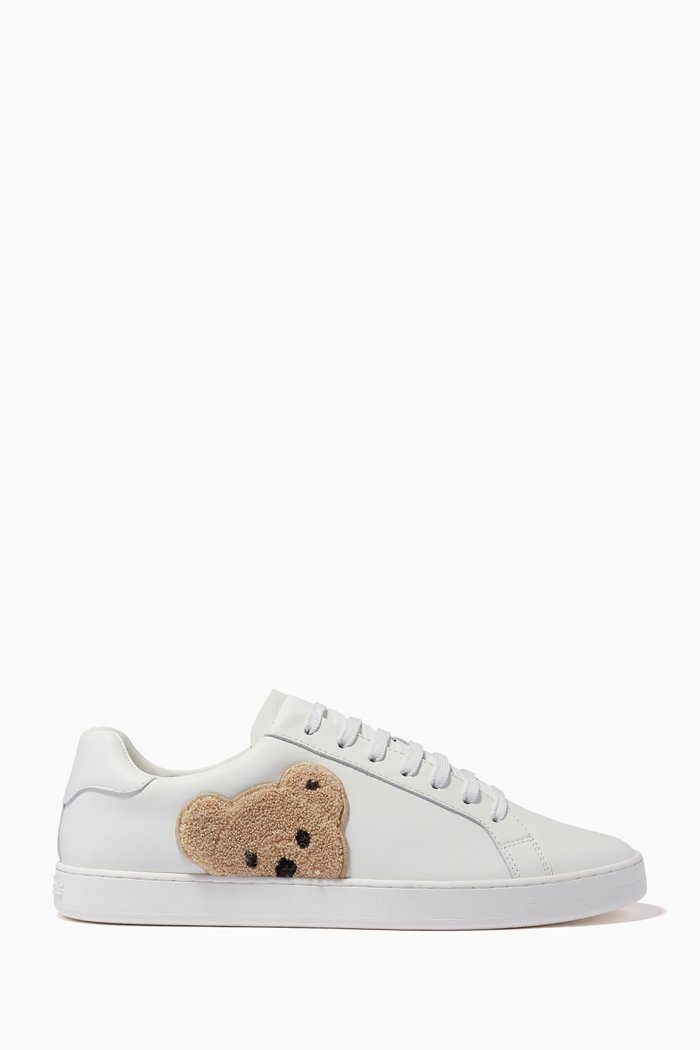 

Teddy Bear Tennis Sneakers in Leather, White