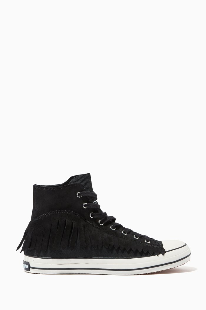

Fringe High Vulcanized Sneakers in Suede Leather, Black