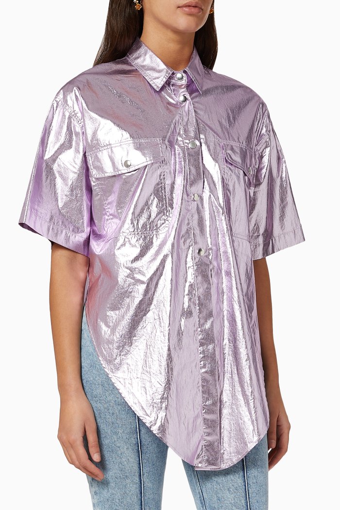 Giliggy Metallic Cotton Shirt, Purple