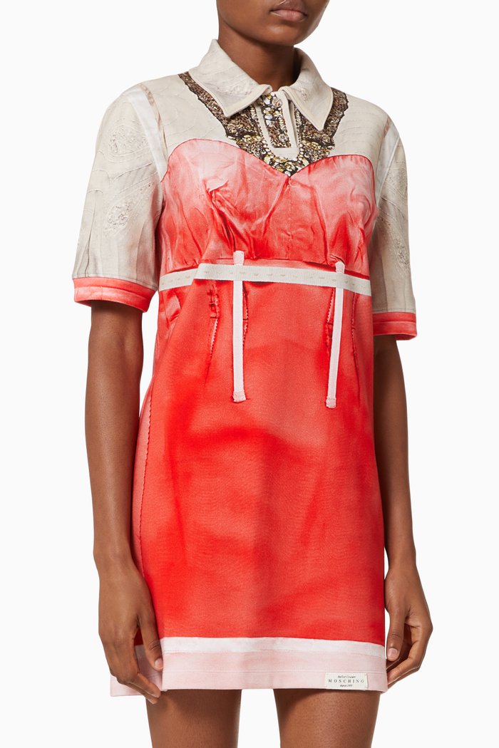 Inside Out Trompe-l'œil Dress in Interlock Jersey, Pink