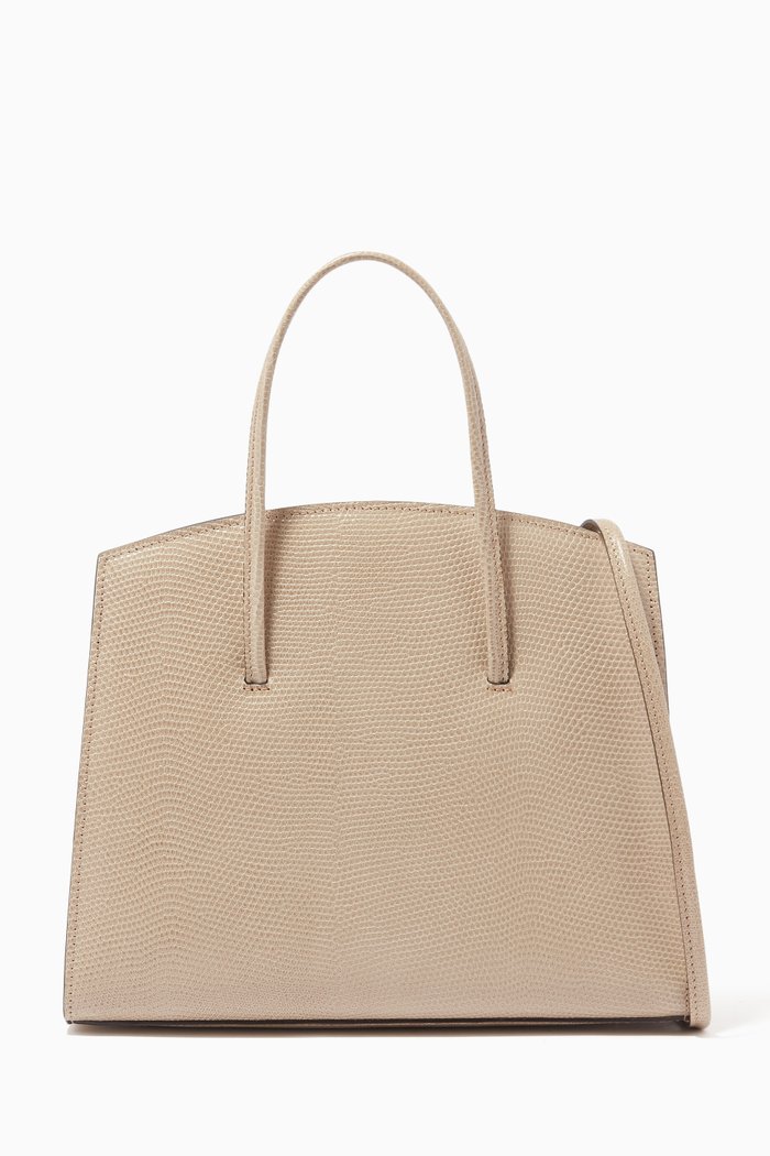 

Mini Minimal Tote Bag in Lizard Embossed Calf Leather, Neutral