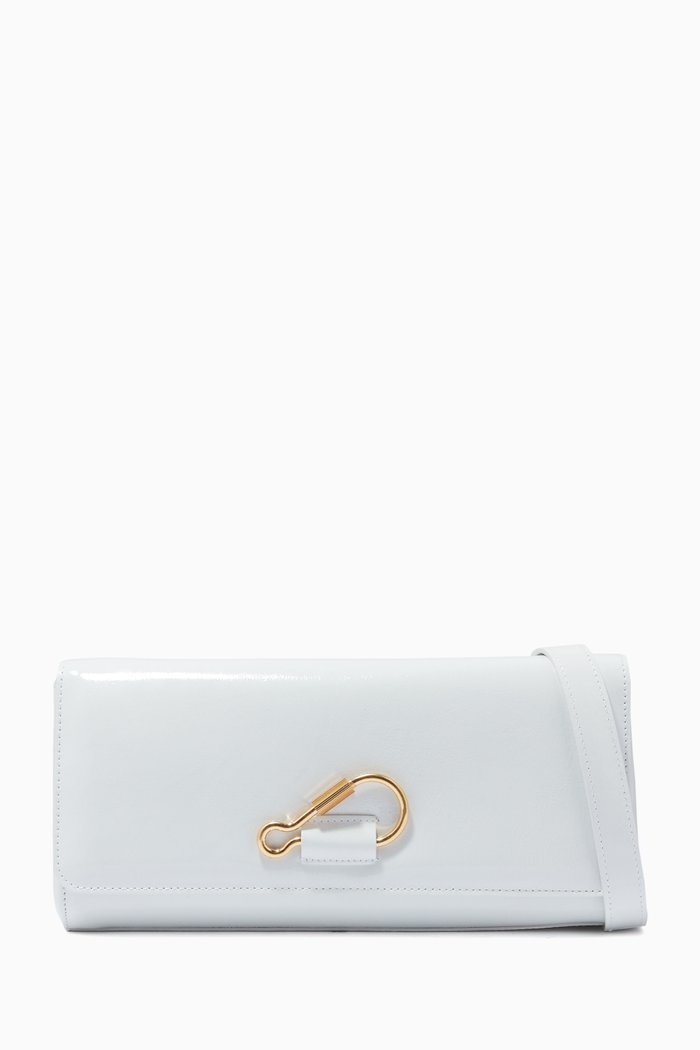 

Hook Baguette Shoulder Bag in Croc-embossed Calf Leather, White