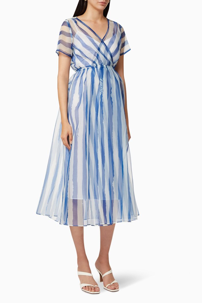 

Filippa Printed Crepe Organza Dress, Blue