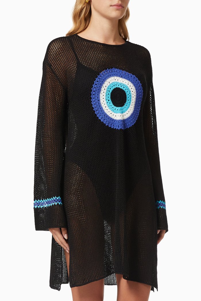 

Maratea Tunic Dress in Crochet, Black