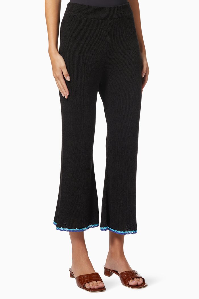 Apulia Pants in Crochet Knit, Black