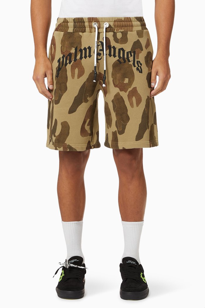 

Camo Track Shorts in Cotton, Neutral