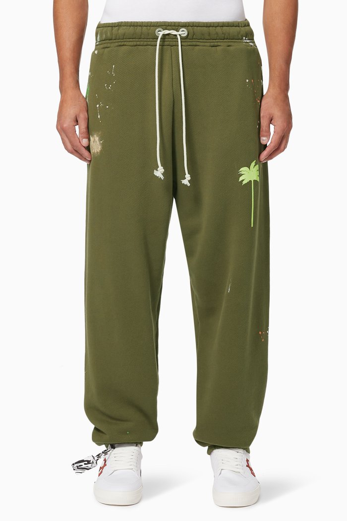 

Painted Palm Tree Cotton Sweatpants, Neutral