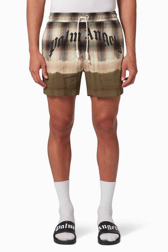 

Logo Bleached Shorts in Linen Viscose Blend, Neutral