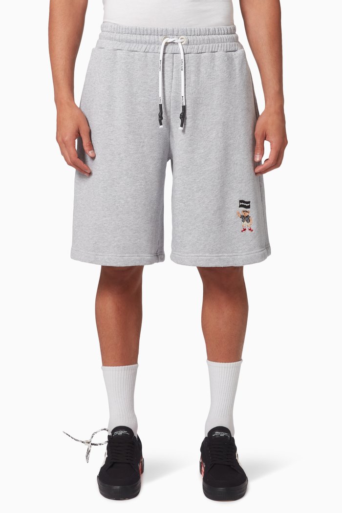 

Pirate Bear Track Shorts in Cotton, Grey