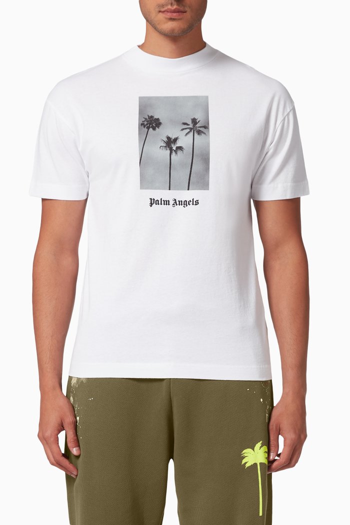 

Palm Trees Boulevard T-shirt in Cotton, White