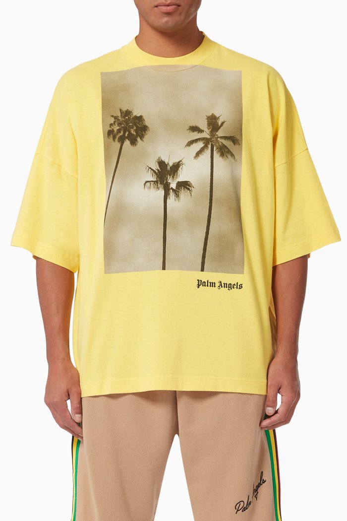 

Palm Trees Boulevard Oversized T-shirt in Cotton, Yellow