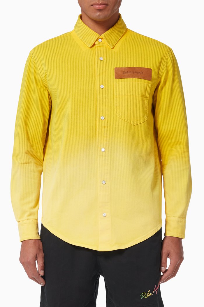 

Curved Logo Shirt in Denim, Yellow