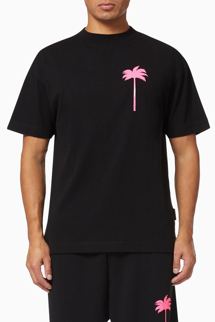 

Palm Tree Cotton T-Shirt, Black