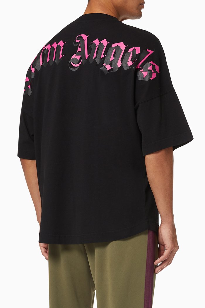 

Doubled Logo Oversized Cotton T-Shirt, Black