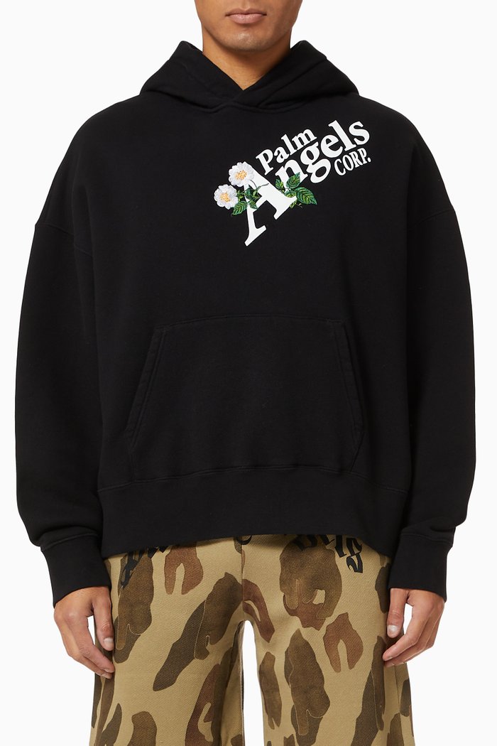 Daisy Logo Hoodie in Cotton, Black