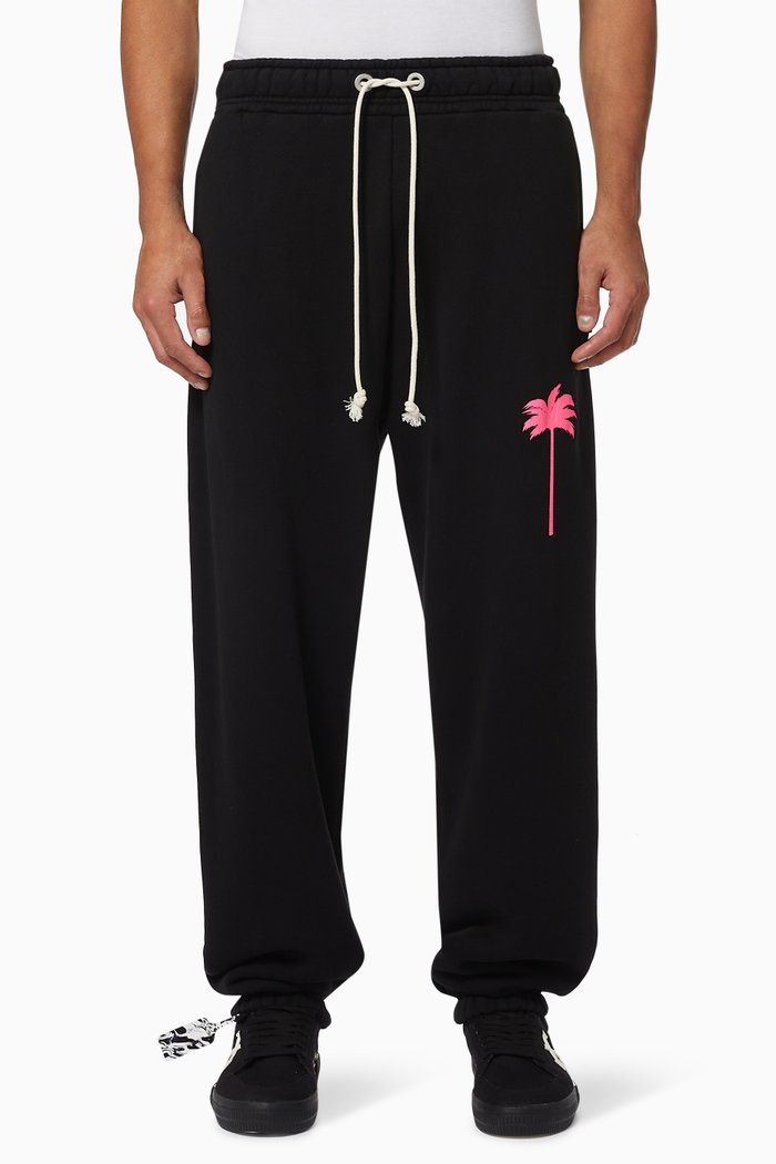 

Palm Tree Cotton Sweatpants, Black