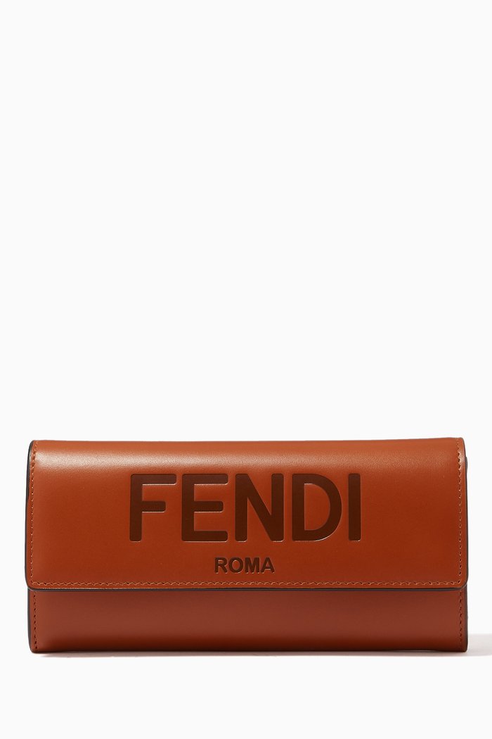 

Continental Wallet in Calf Leather, Brown
