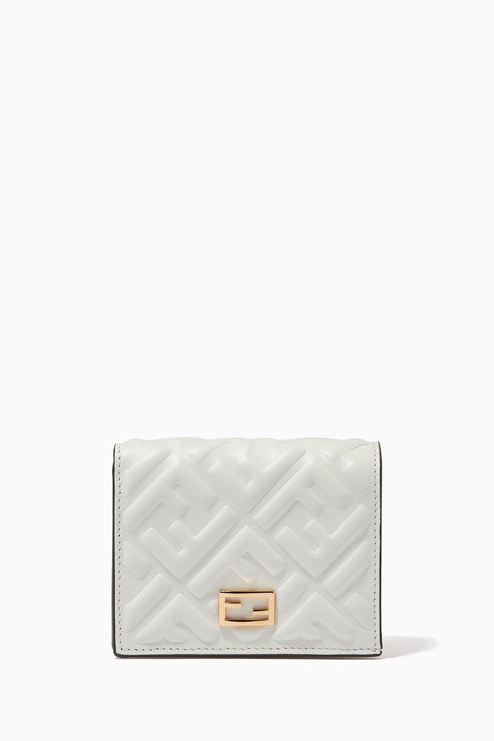 

Small Wallet in FF-embossed Leather, White