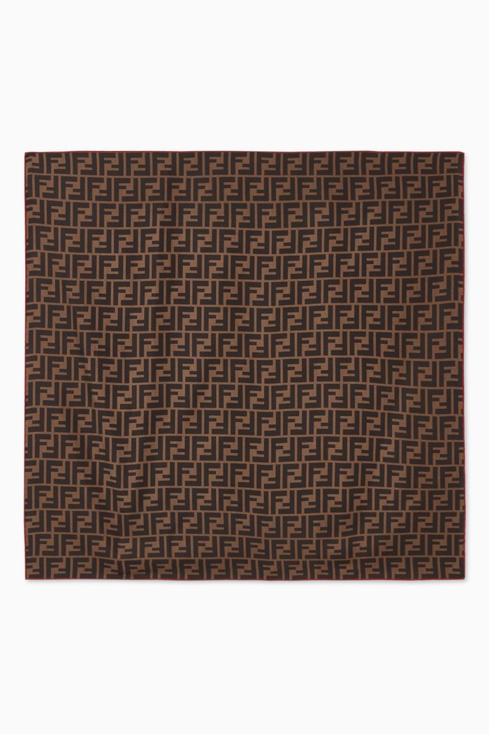 

Fendirama Foulard Scarf in Silk Twill, Brown