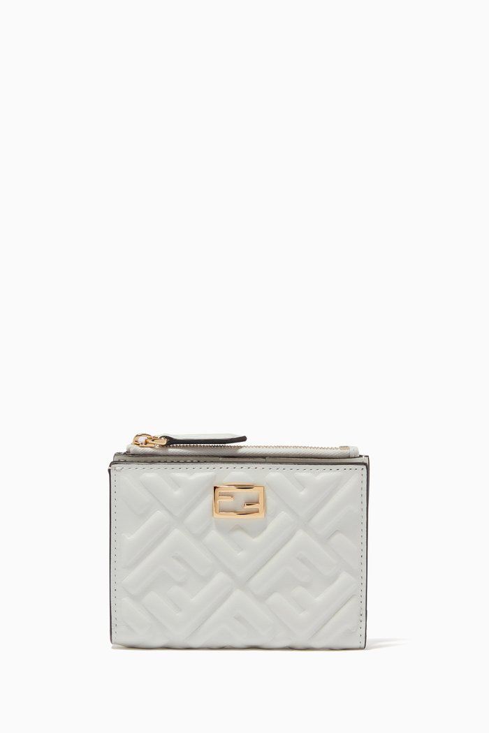

FF Baguette Card Holder in Leather, White