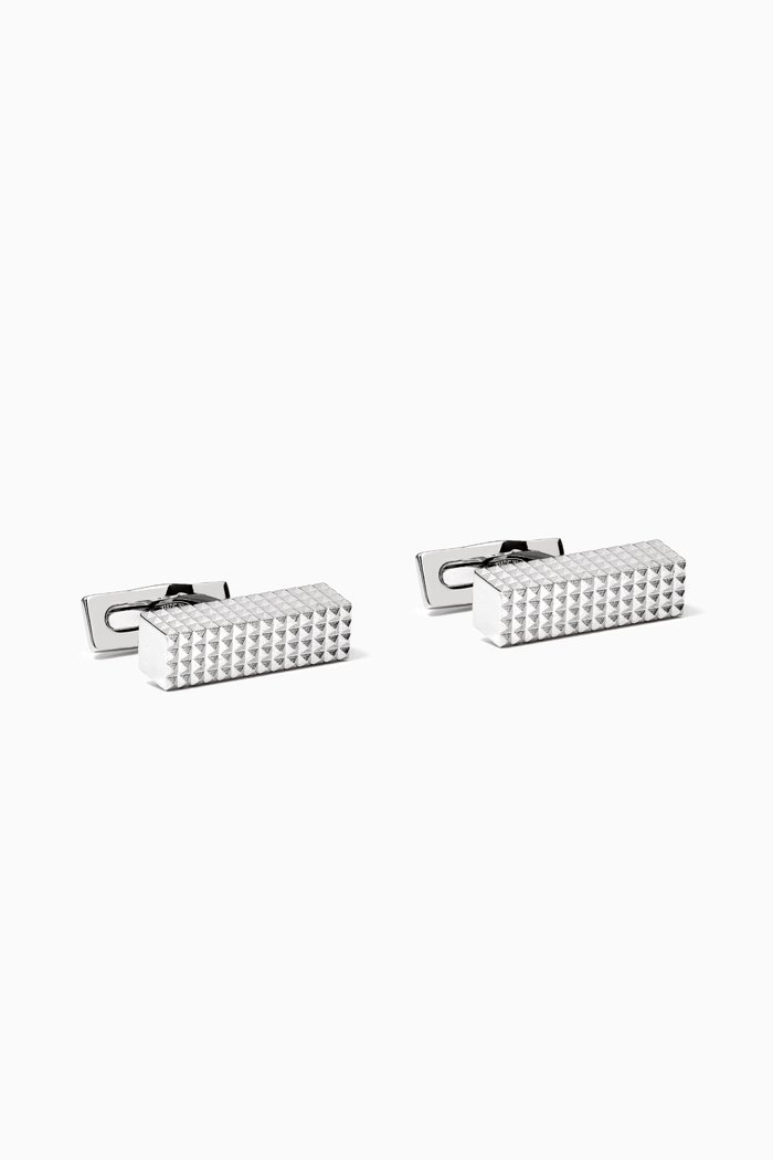 

Rectangle Diamond Head Cufflinks, Silver