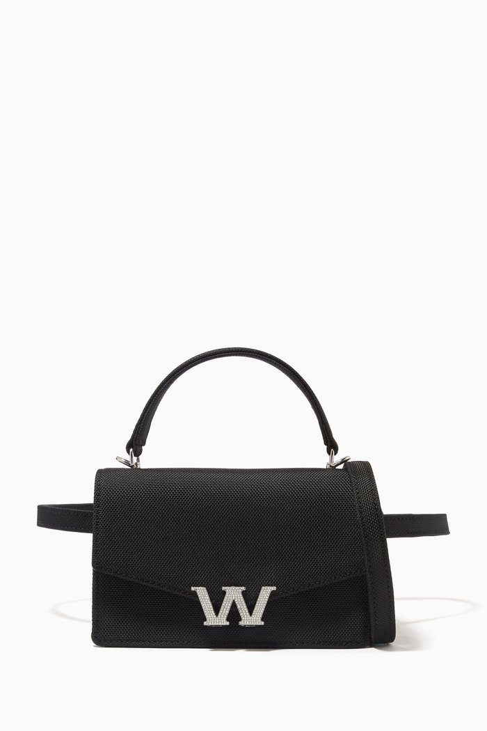 

Mini W Leagacy Satchel Bag in Leather, Black