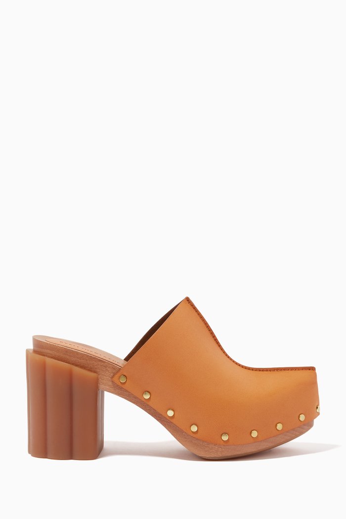 

Daisy Stud Hardware Clog Mules in Alter Mat, Brown