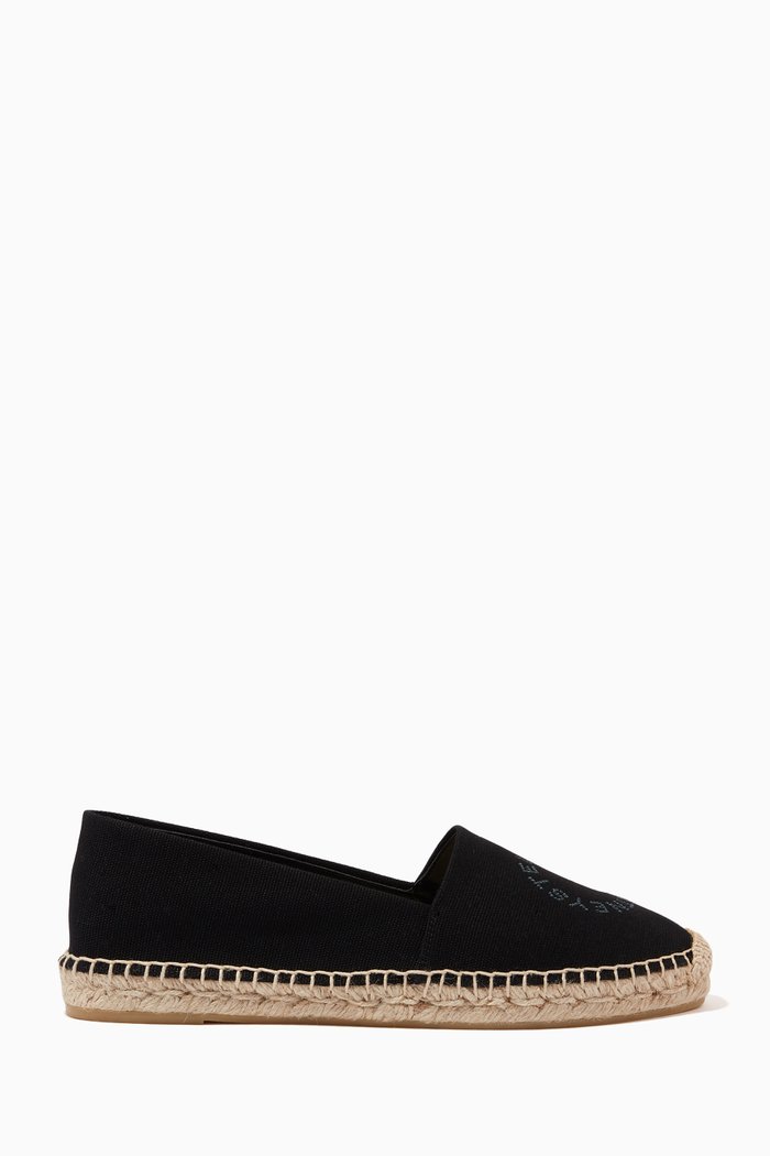 Stella Logo Espadrilles in Organic Canvas, Black