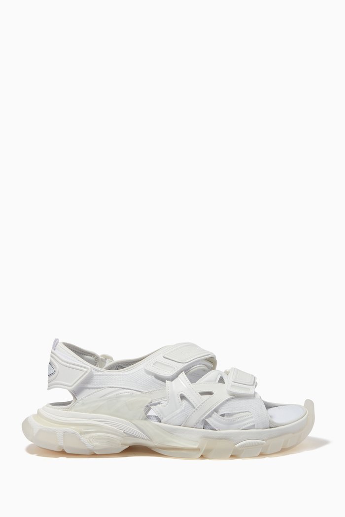 Track Clear Sole Sandals in Mesh and Nylon, White