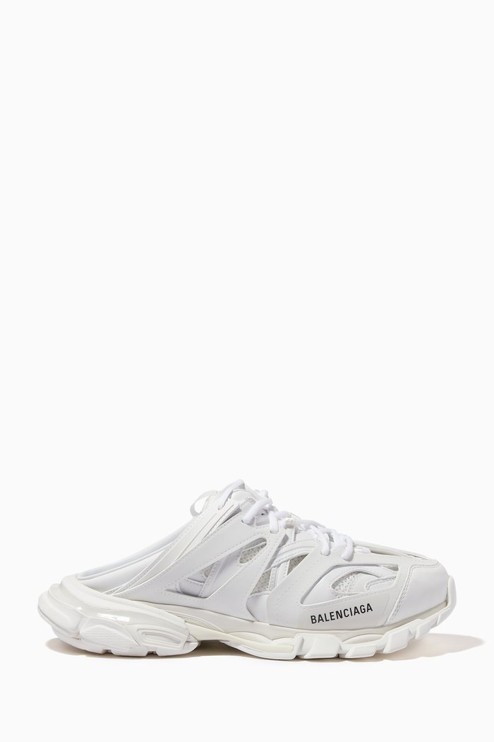

Track Mules in Mesh & Nylon, White
