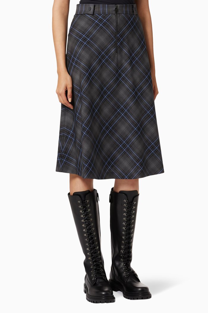 

Compare Check Wool Skirt, Grey