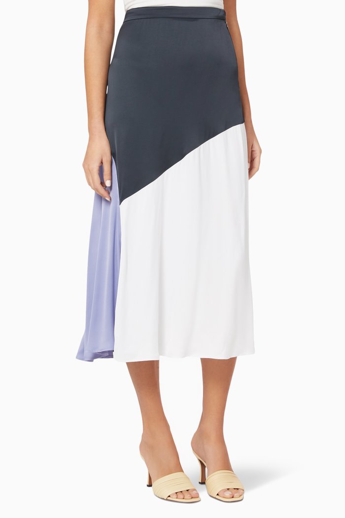 

Roncola Viscose Satin Midi Skirt, Blue