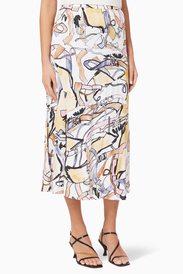 

Roncola Viscose Satin Midi Skirt, White