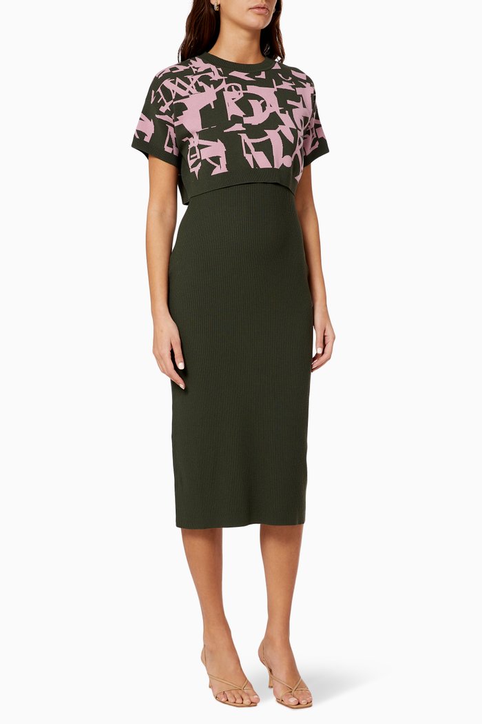 

Danae Knitted Two-in-one Dress, Green