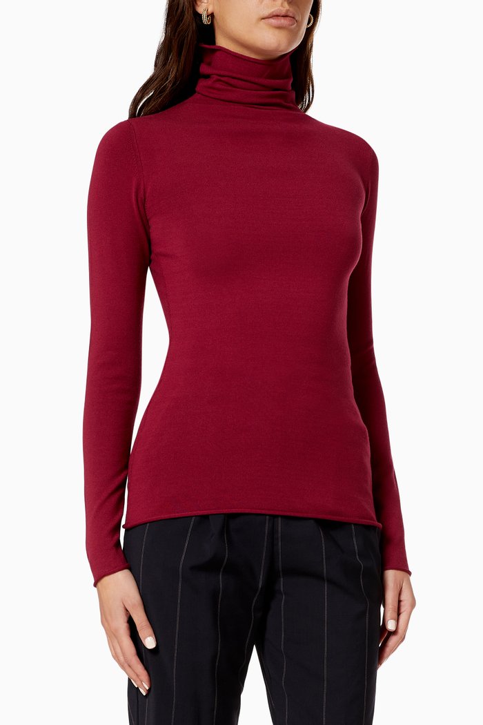 

Diedro Stretch Viscose High Neck Jumper, Burgundy