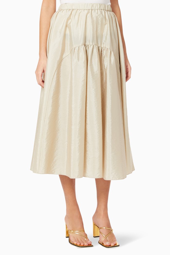 

Narrare Techno Taffeta Midi Skirt, Brown