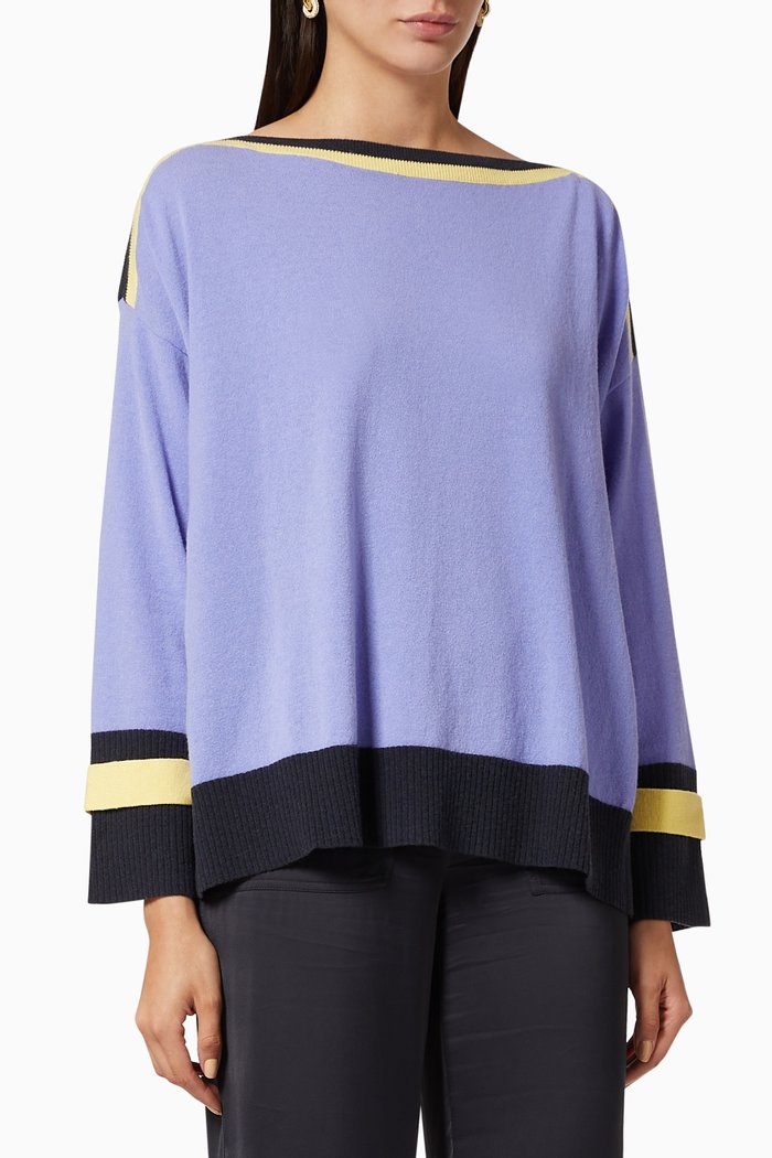 

Dabasso Colourblock Wool Blend Jumper with Ties, Purple