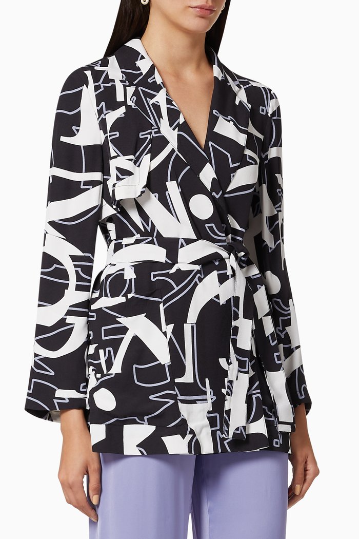 

Dosatore Abstract Logo Viscose Blazer, Blue