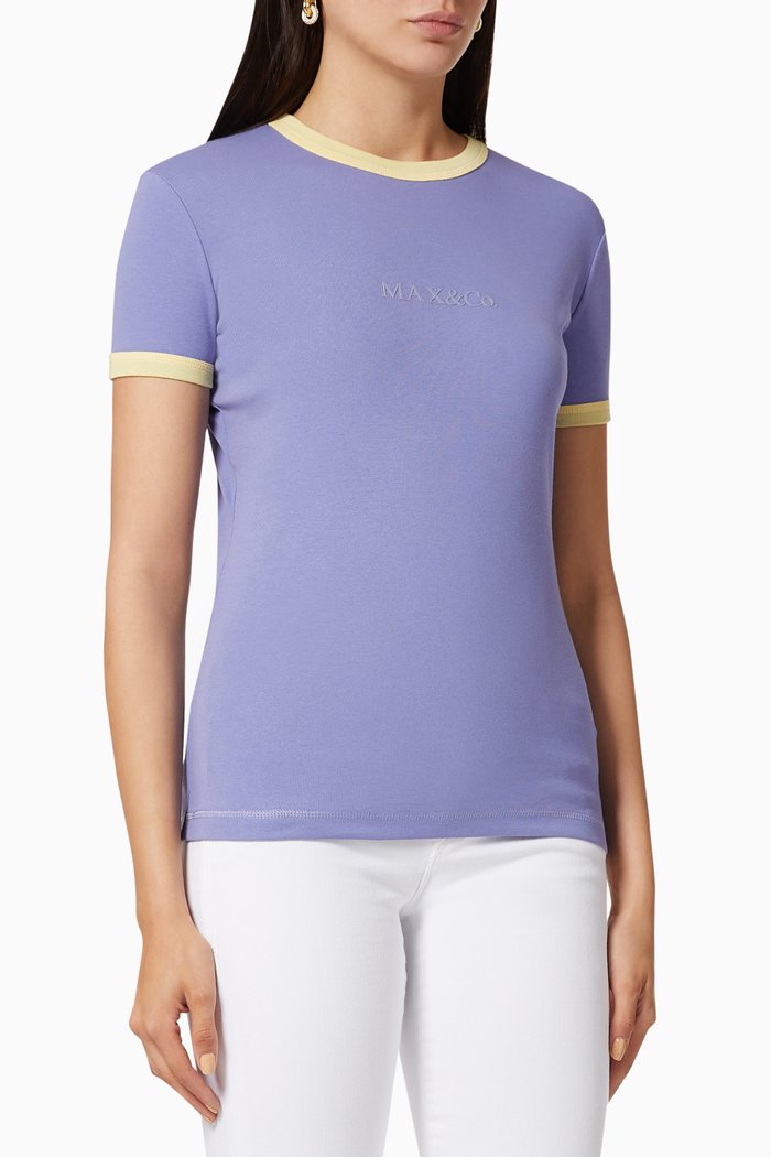 

Damiere Striped Cotton T-shirt, Purple