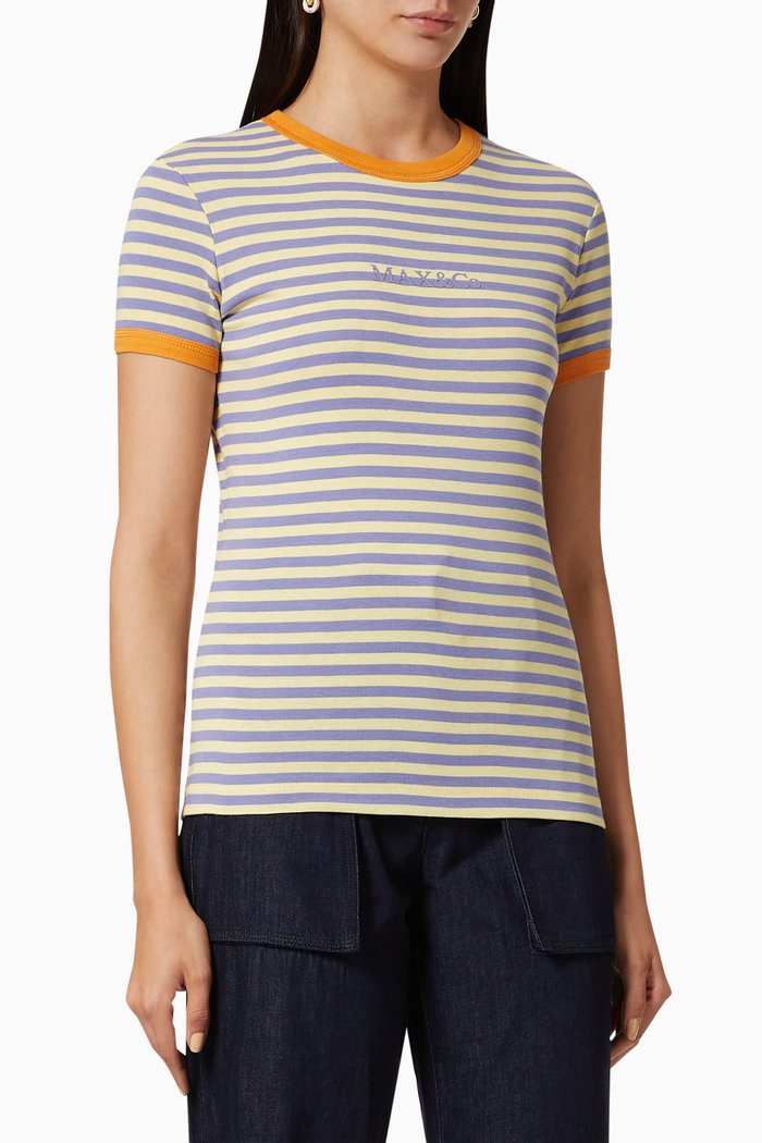 

Damiere Striped Cotton T-shirt, Yellow