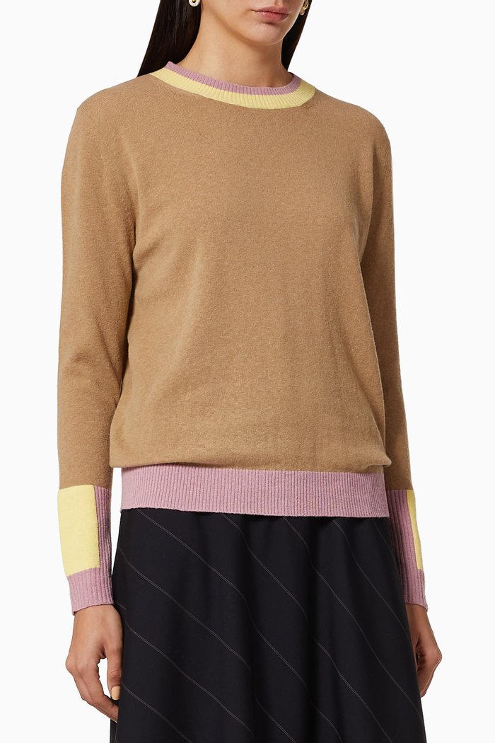 

Dimora Colourblock Wool Blend Jumper, Neutral